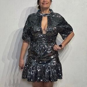 Jovani Green Sequin Mini Cut Out Dress Sz 10 NWT